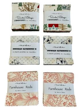 MODA Mini Charm Pack Square Fabric Bundle Winter Farmhouse Snowman